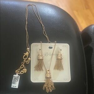 Brighton Gold Tassel Necklace and Earring Set